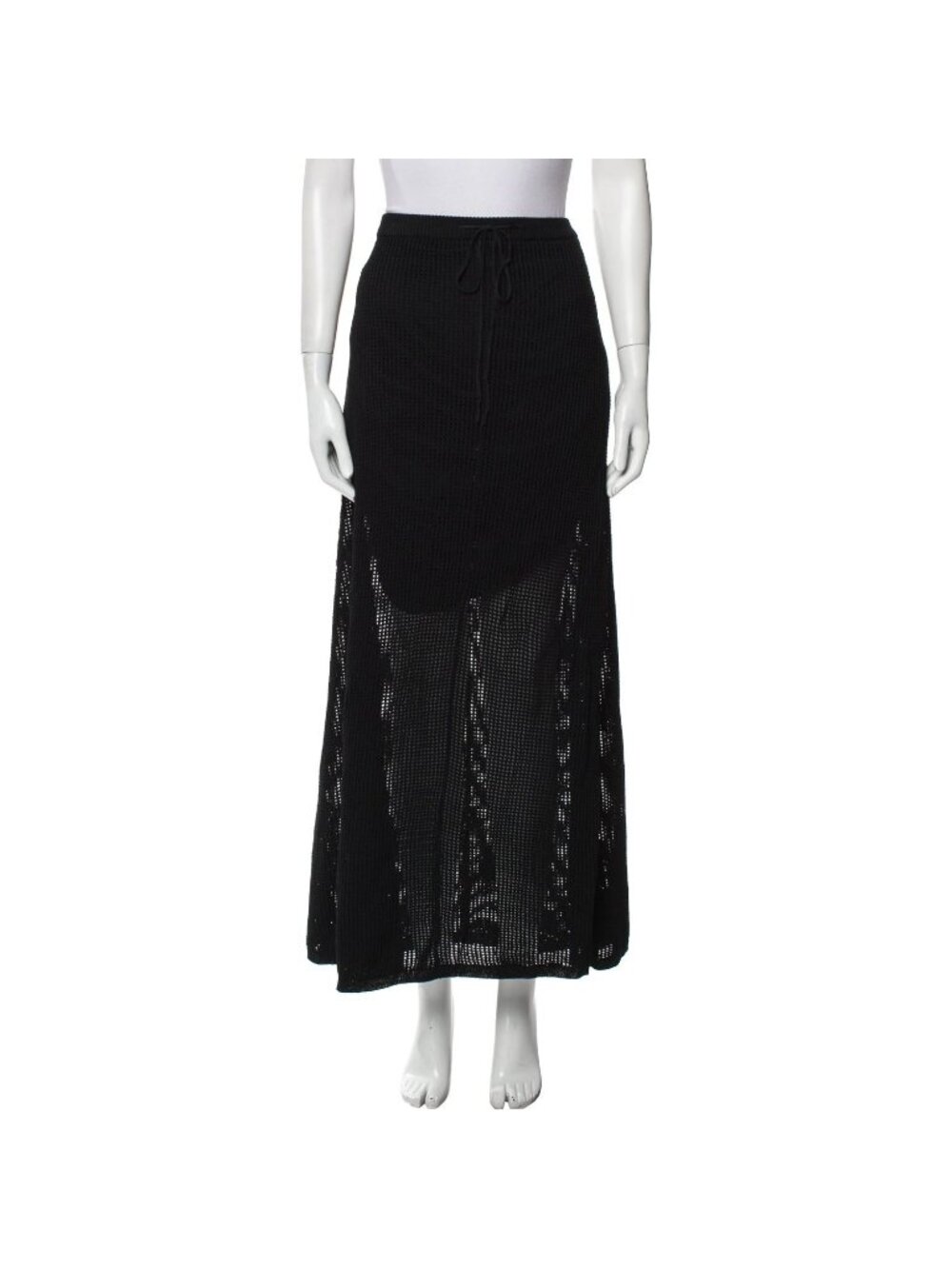 Dissh Black Crochet Knit Midi Skirt Size L